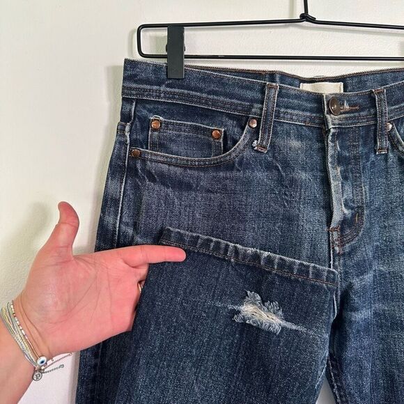 The Unbranded Brand Men’s Distressed Selvedge Buttonfly Tappered Leg Dark Wash J - Picture 8 of 16